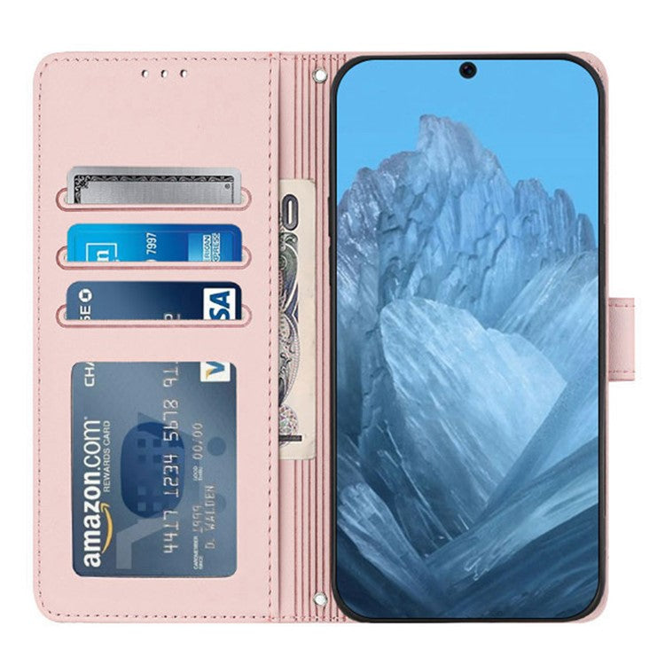 YB Imprinting Series-9 for Google Pixel 9 Pro / Pixel 9 Case Cat Mouse Wallet Leather Phone Cover - Pink