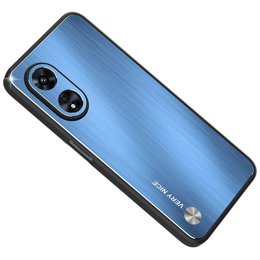 TPU + Aluminium Alloy Hybrid Case for Oppo A97 5G, Drop-proof Brushed Surface Mobile Phone Cover - Blue