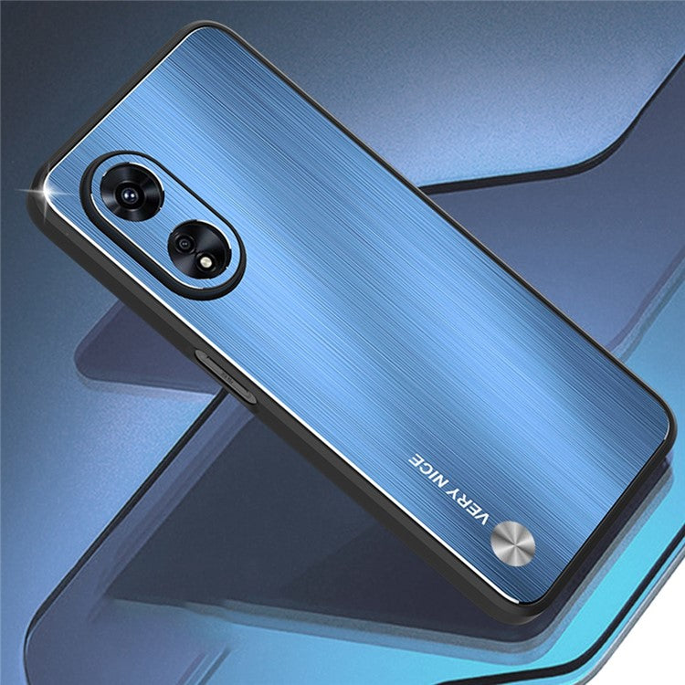 TPU + Aluminium Alloy Hybrid Case for Oppo A97 5G, Drop-proof Brushed Surface Mobile Phone Cover - Blue