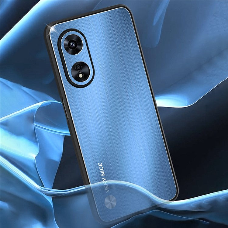 TPU + Aluminium Alloy Hybrid Case for Oppo A97 5G, Drop-proof Brushed Surface Mobile Phone Cover - Blue