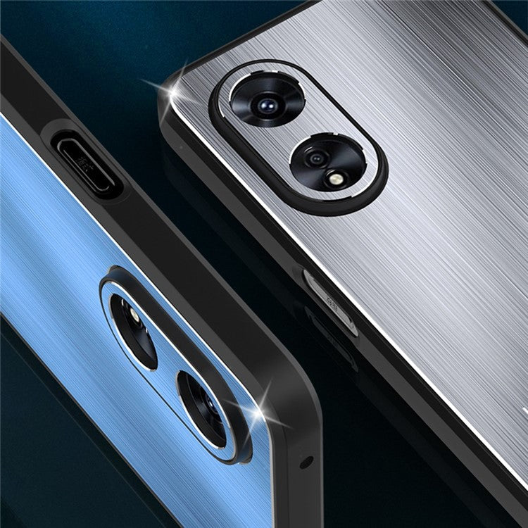 TPU + Aluminium Alloy Hybrid Case for Oppo A97 5G, Drop-proof Brushed Surface Mobile Phone Cover - Silver