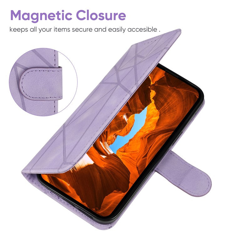 For OnePlus 11 5G Case Line Imprinted Wallet Leather Phone Cover - Purple