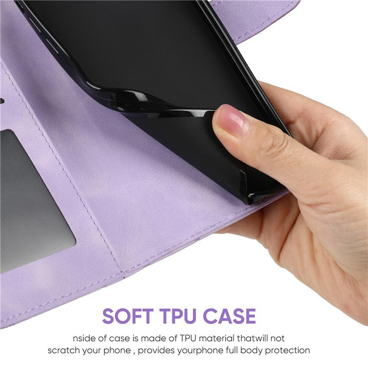 For OnePlus 11 5G Case Line Imprinted Wallet Leather Phone Cover - Purple