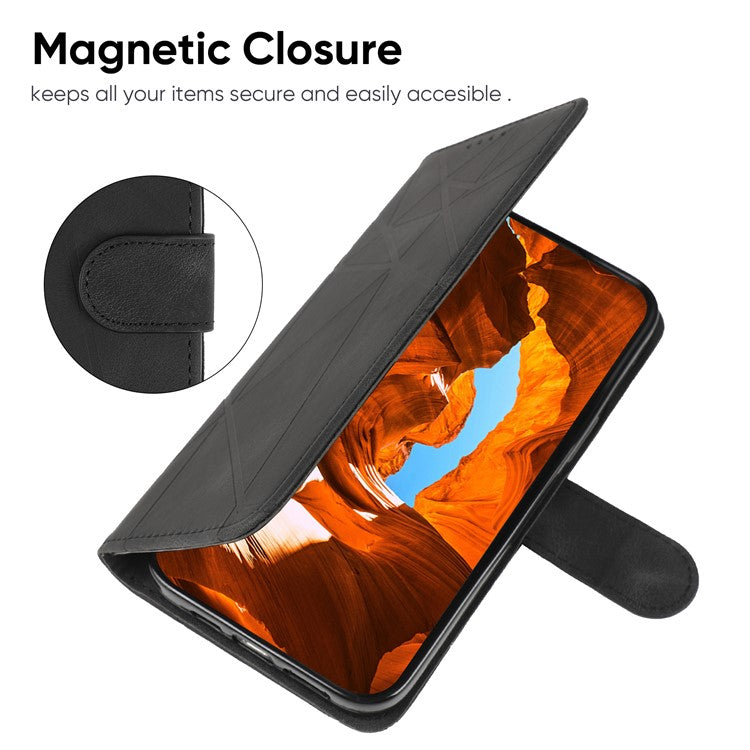 For OnePlus 11 5G Case Line Imprinted Wallet Leather Phone Cover - Black