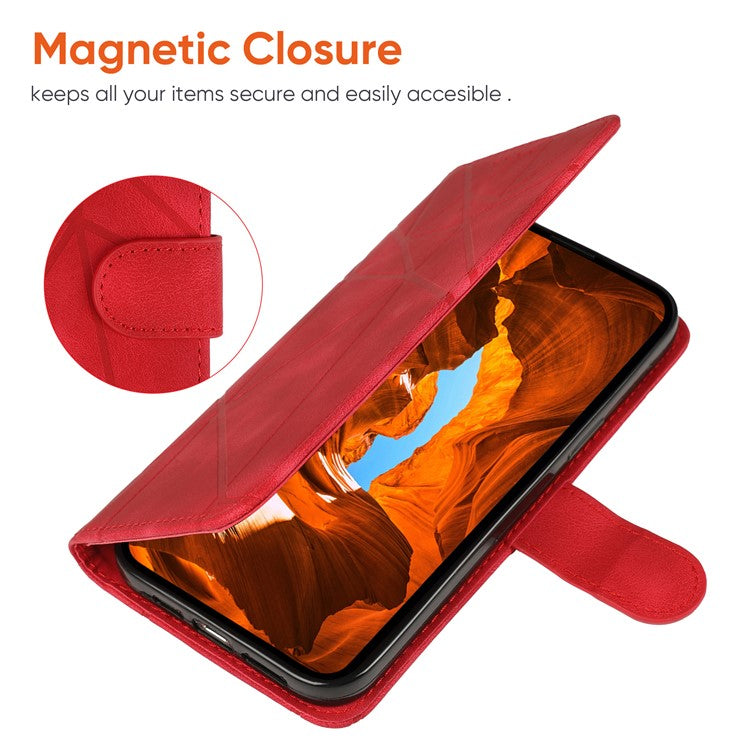For OnePlus 11 5G Case Line Imprinted Wallet Leather Phone Cover - Red