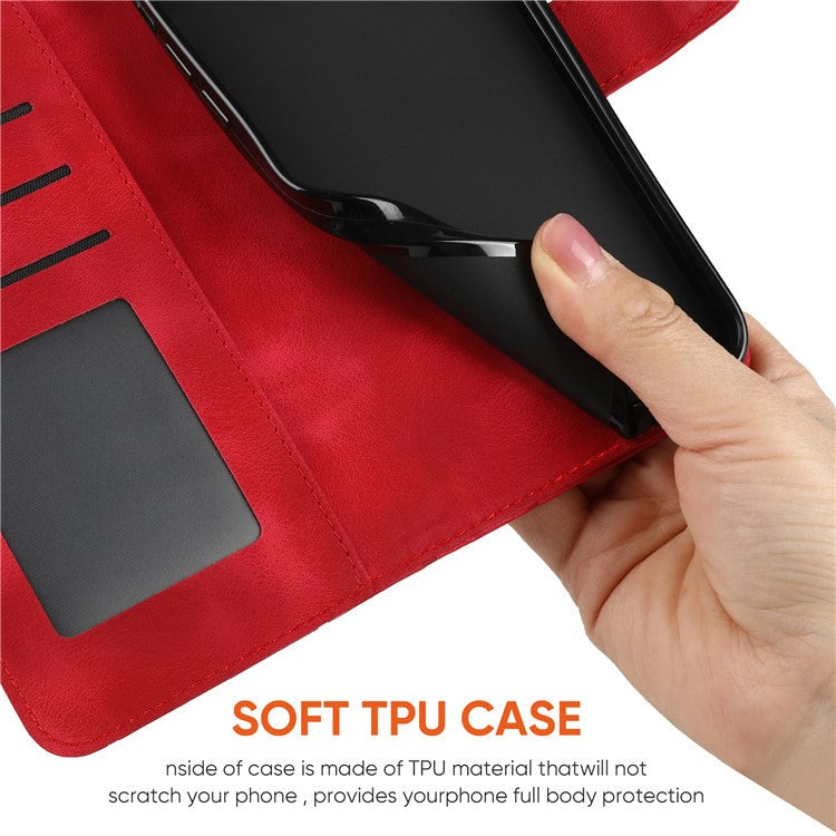 For OnePlus 11 5G Case Line Imprinted Wallet Leather Phone Cover - Red