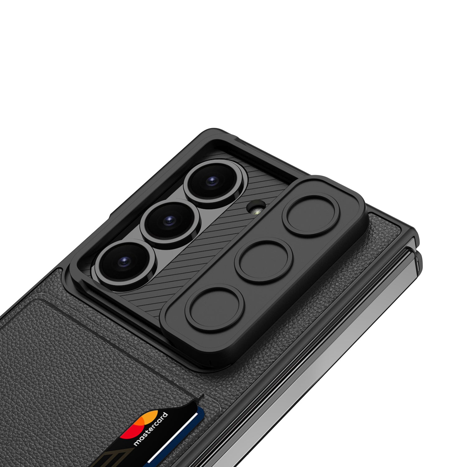 GKK For Samsung Galaxy Z Fold6 5G Case Card Holder Phone Cover with Tempered Glass Film - Carbon Fiber