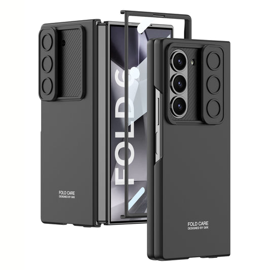 GKK For Samsung Galaxy Z Fold6 5G Case Slim-Fit Lens Guard Phone Cover with Tempered Glass Film - Black