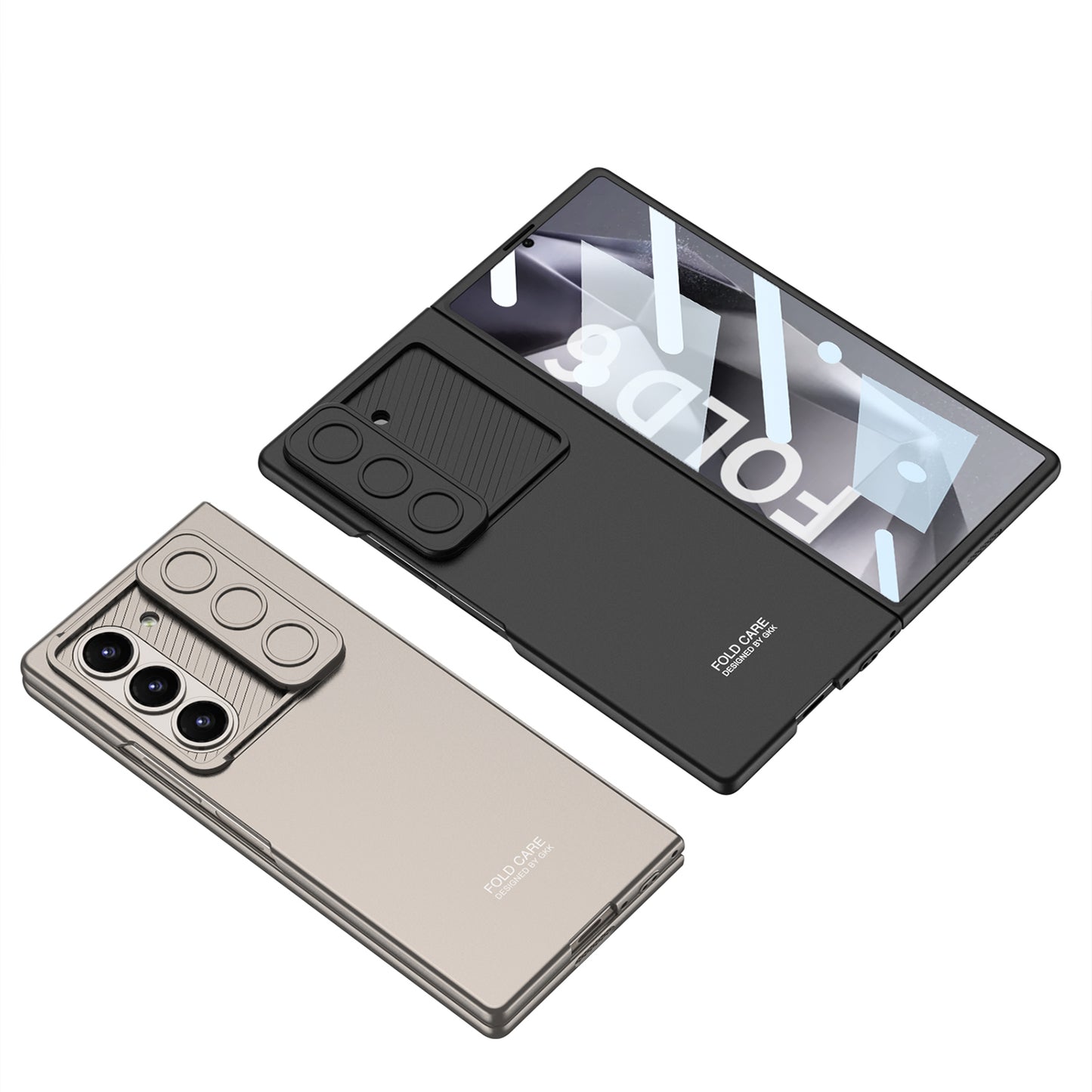 GKK For Samsung Galaxy Z Fold6 5G Case Slim-Fit Lens Guard Phone Cover with Tempered Glass Film - Black