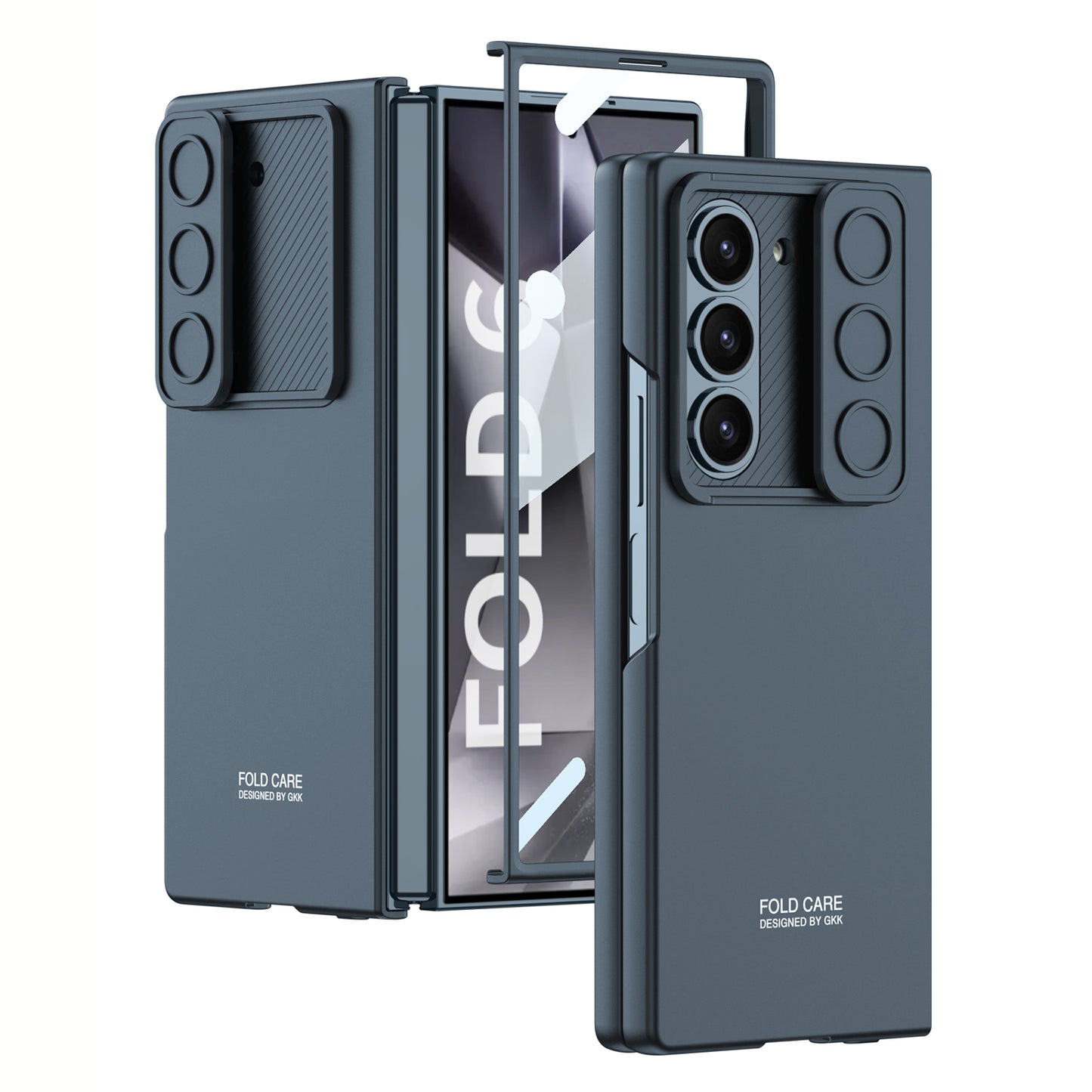 GKK For Samsung Galaxy Z Fold6 5G Case Slim-Fit Lens Guard Phone Cover with Tempered Glass Film - Green