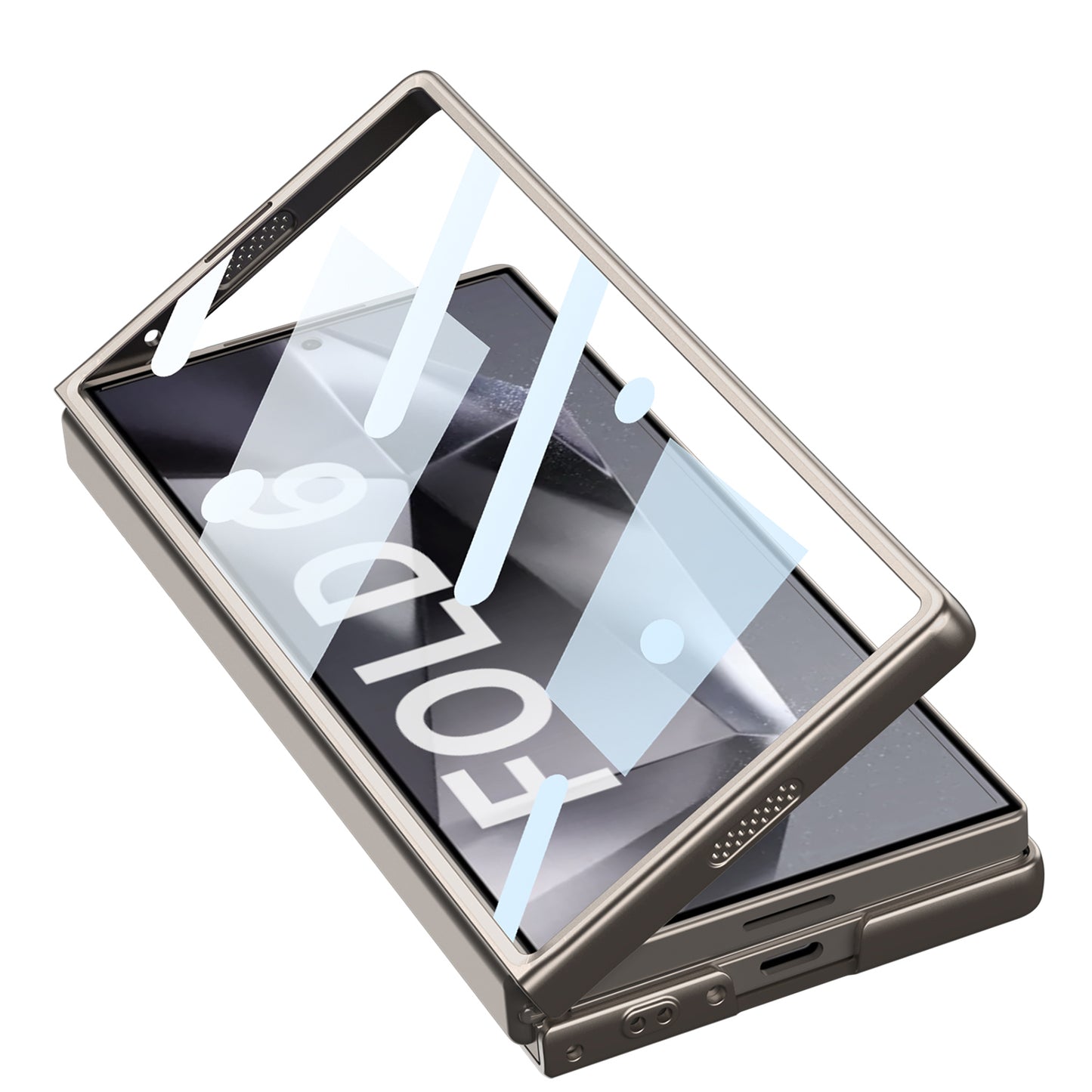 GKK For Samsung Galaxy Z Fold6 5G Case Slim-Fit Lens Guard Phone Cover with Tempered Glass Film - Titanium Grey