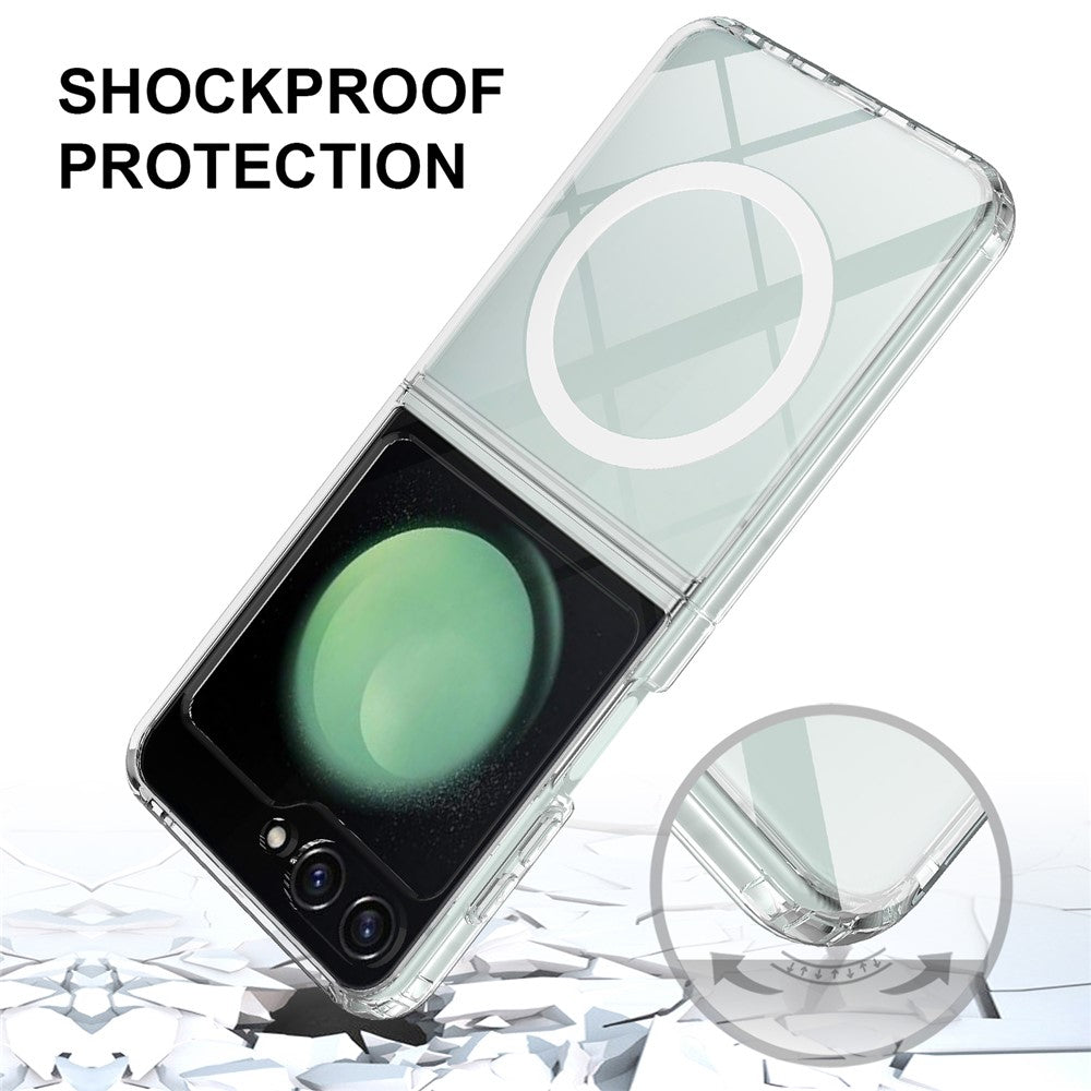 For Samsung Galaxy Z Flip7 FE 5G / Z Flip6 5G Case Compatible with MagSafe TPU+Acrylic Transparent Cover