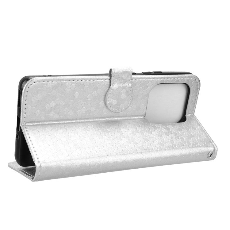 For Motorola Edge 50 Ultra 5G / Moto X50 Ultra 5G Case Leather Flip Stand Phone Cover Dot Pattern - Silver