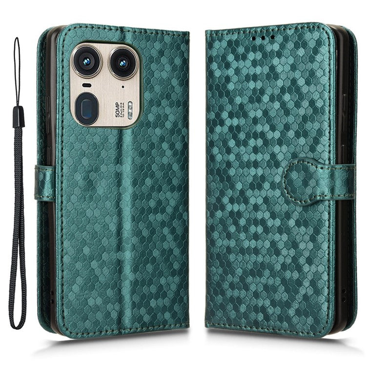 For Motorola Edge 50 Ultra 5G / Moto X50 Ultra 5G Case Leather Flip Stand Phone Cover Dot Pattern - Green