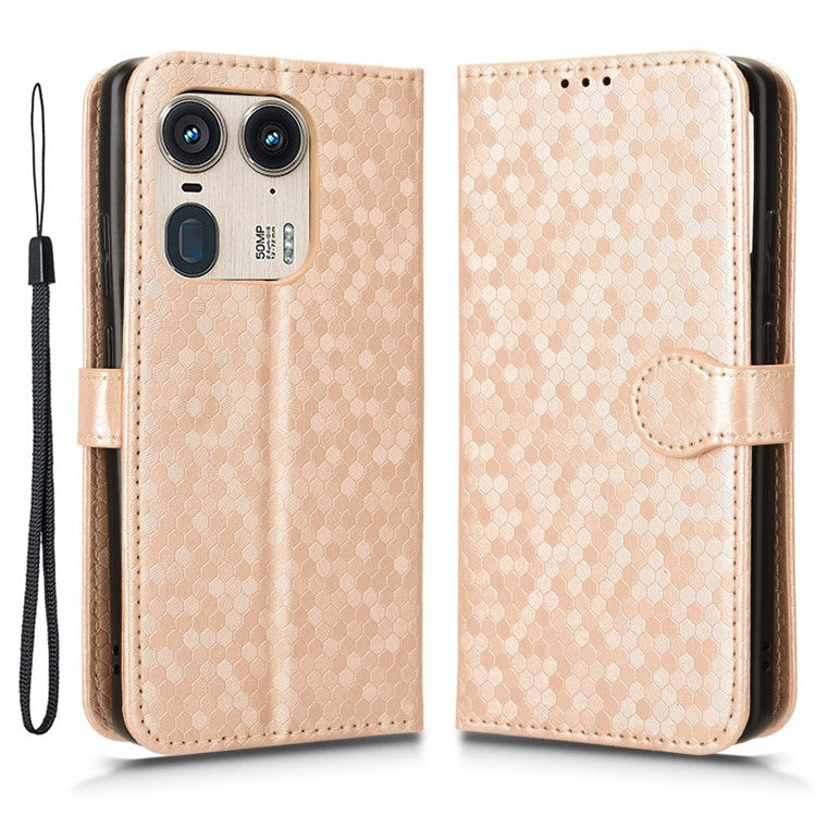 For Motorola Edge 50 Ultra 5G / Moto X50 Ultra 5G Case Leather Flip Stand Phone Cover Dot Pattern - Rose Gold