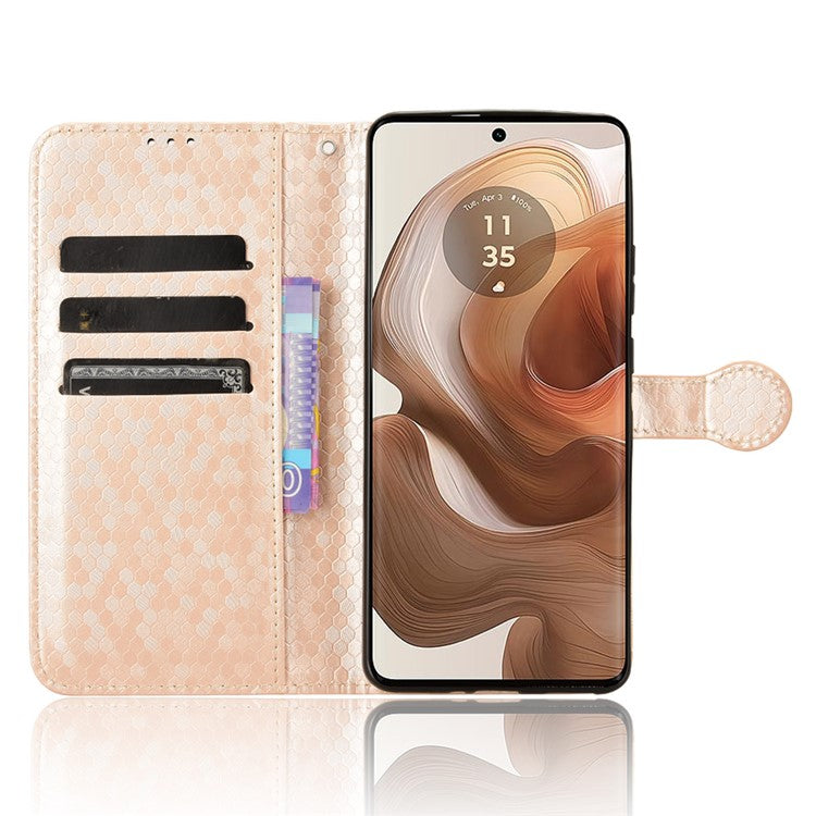 For Motorola Edge 50 Ultra 5G / Moto X50 Ultra 5G Case Leather Flip Stand Phone Cover Dot Pattern - Rose Gold