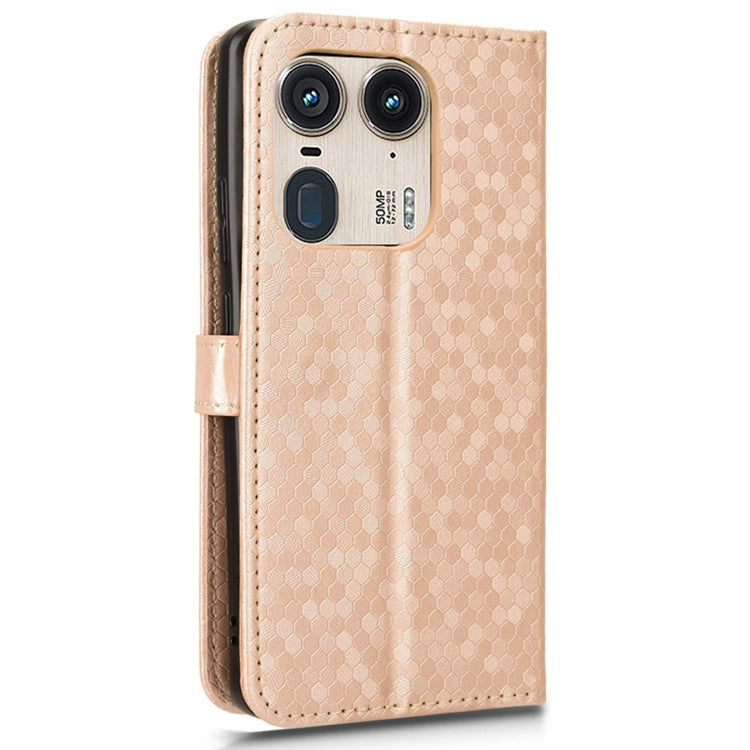 For Motorola Edge 50 Ultra 5G / Moto X50 Ultra 5G Case Leather Flip Stand Phone Cover Dot Pattern - Rose Gold
