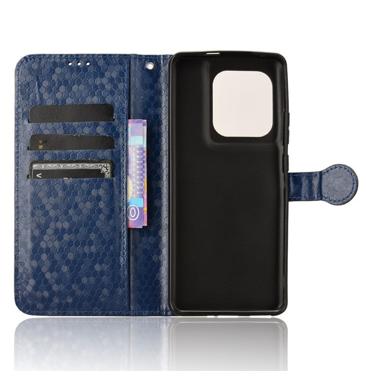 For Motorola Edge 50 Ultra 5G / Moto X50 Ultra 5G Case Leather Flip Stand Phone Cover Dot Pattern - Dark Blue