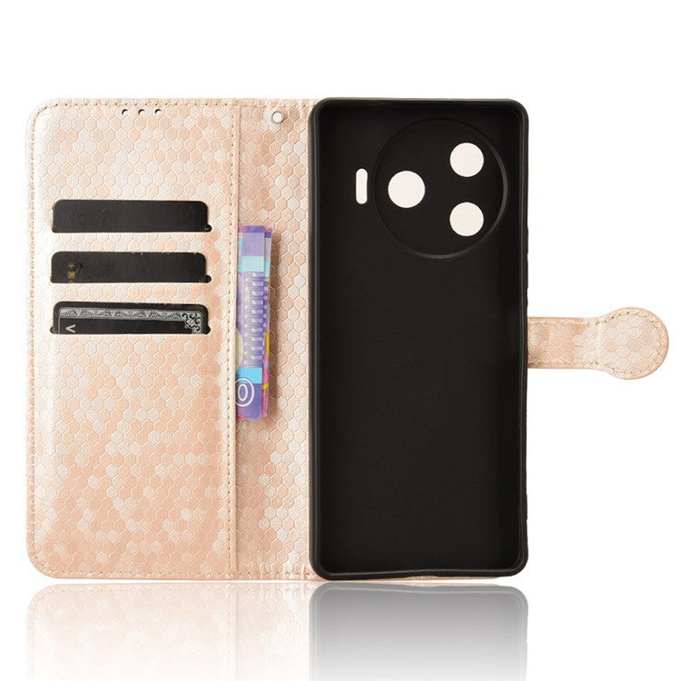 For TECNO Camon 30 Pro 5G CL8 Case Dot Pattern Card Slots Stand Mobile Phone Cover - Rose Gold