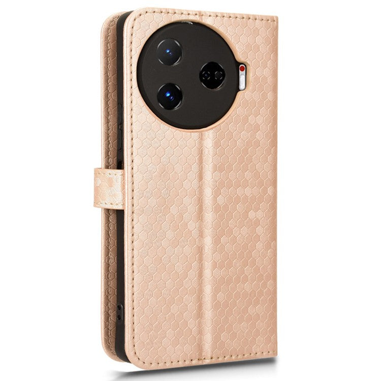 For TECNO Camon 30 Pro 5G CL8 Case Dot Pattern Card Slots Stand Mobile Phone Cover - Rose Gold