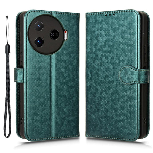 For TECNO Camon 30 Pro 5G CL8 Case Dot Pattern Card Slots Stand Mobile Phone Cover - Green