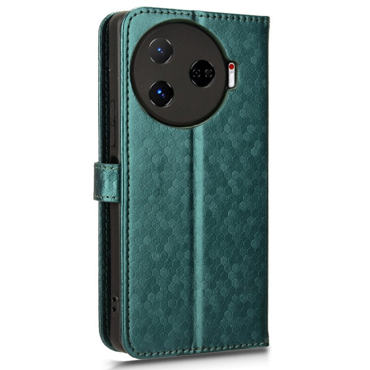 For TECNO Camon 30 Pro 5G CL8 Case Dot Pattern Card Slots Stand Mobile Phone Cover - Green