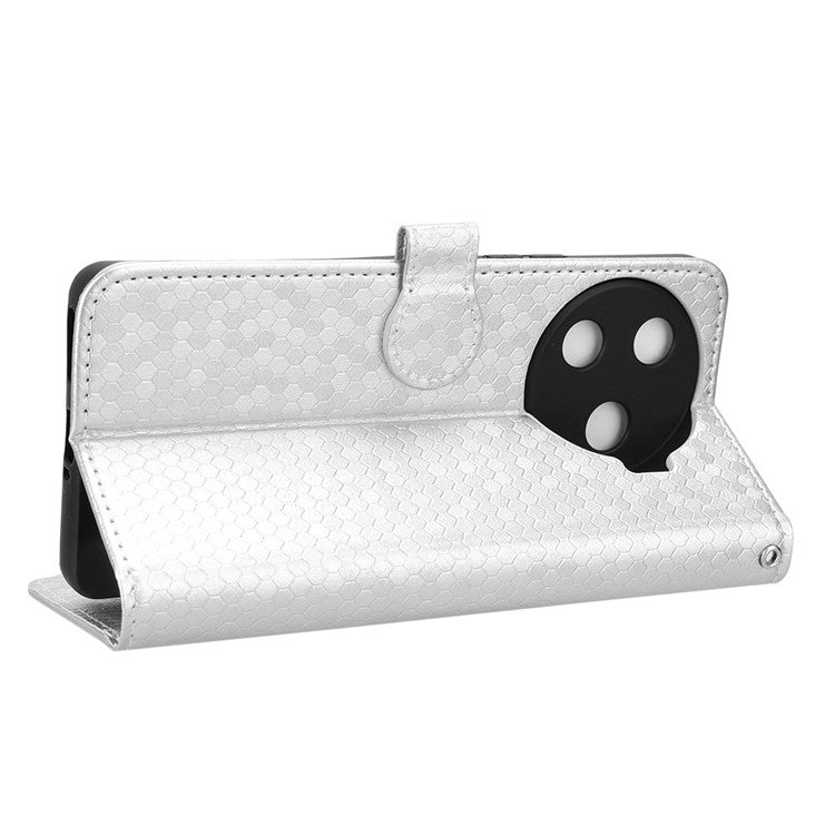 For TECNO Camon 30 Pro 5G CL8 Case Dot Pattern Card Slots Stand Mobile Phone Cover - Silver