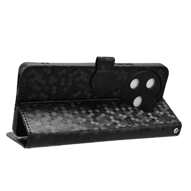 For TECNO Camon 30 Pro 5G CL8 Case Dot Pattern Card Slots Stand Mobile Phone Cover - Black