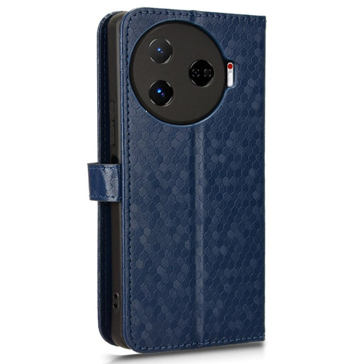 For TECNO Camon 30 Pro 5G CL8 Case Dot Pattern Card Slots Stand Mobile Phone Cover - Dark Blue