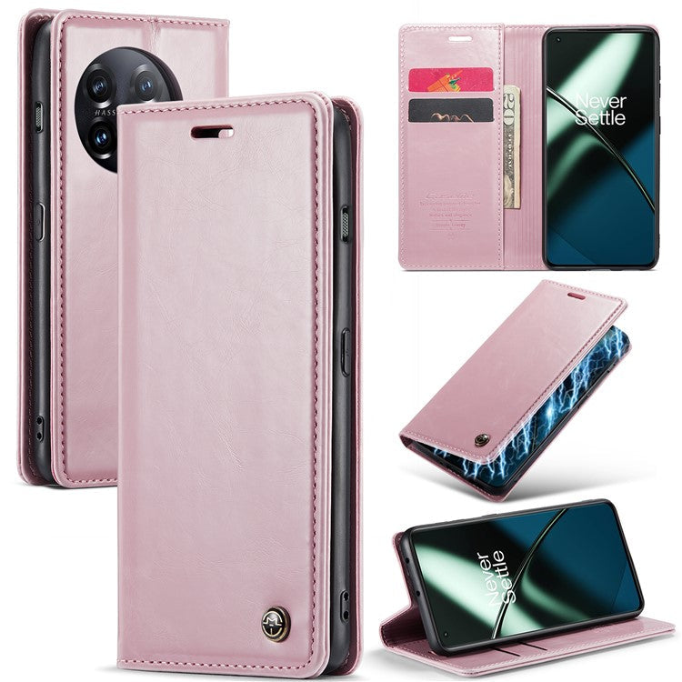 CASEME 003 Series For OnePlus 11 5G Case Leather Phone Cover with Wallet Stand - Pink