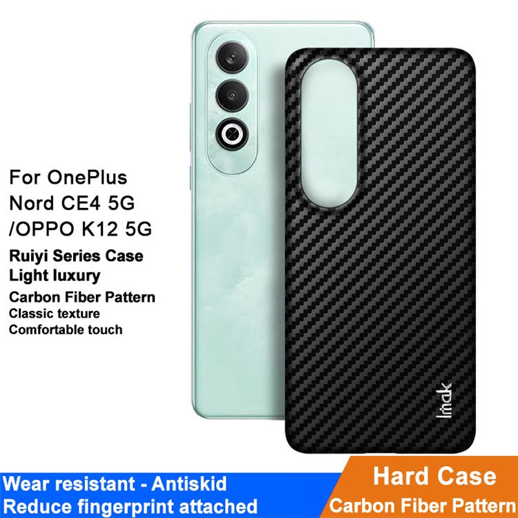 IMAK Ruiyi Series for OnePlus Nord CE4 5G / Oppo K12 Case Leather Coated PC Back Cover - Carbon Fiber Texture