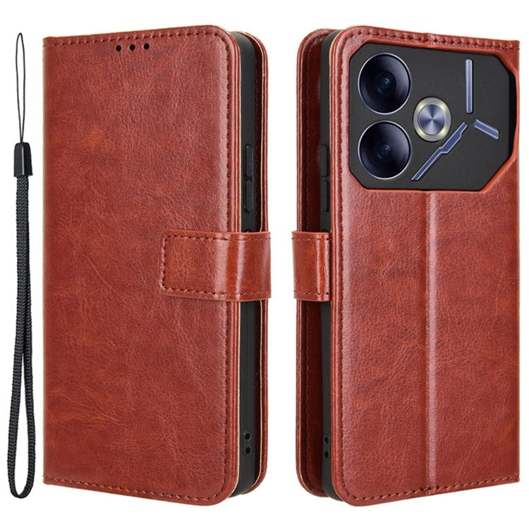 For TECNO Pova 6 4G Wholesale Cases Anti-Drop Leather Phone Cover - Brown