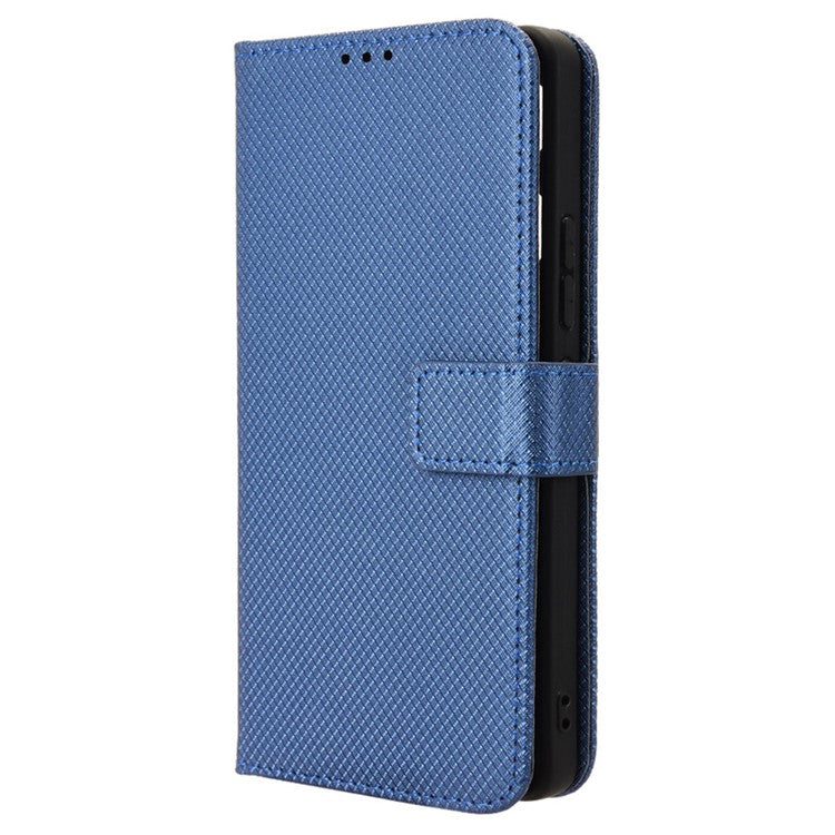 For TECNO Pova 6 4G Protective Case Diamond Texture Leather Phone Cover with Wallet - Blue
