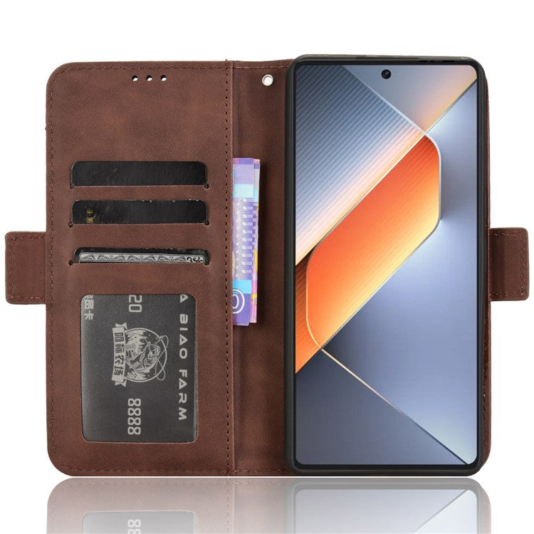 For TECNO Pova 6 4G Case Wallet Leather Phone Cover with Multiple Card Slots - Brown
