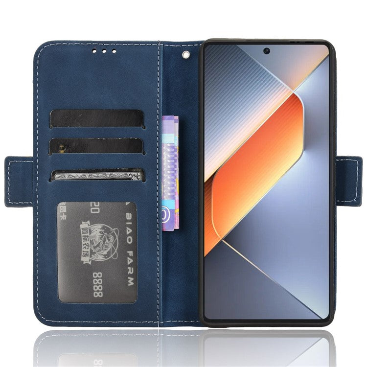 For TECNO Pova 6 4G Case Wallet Leather Phone Cover with Multiple Card Slots - Blue