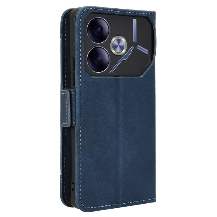 For TECNO Pova 6 4G Case Wallet Leather Phone Cover with Multiple Card Slots - Blue