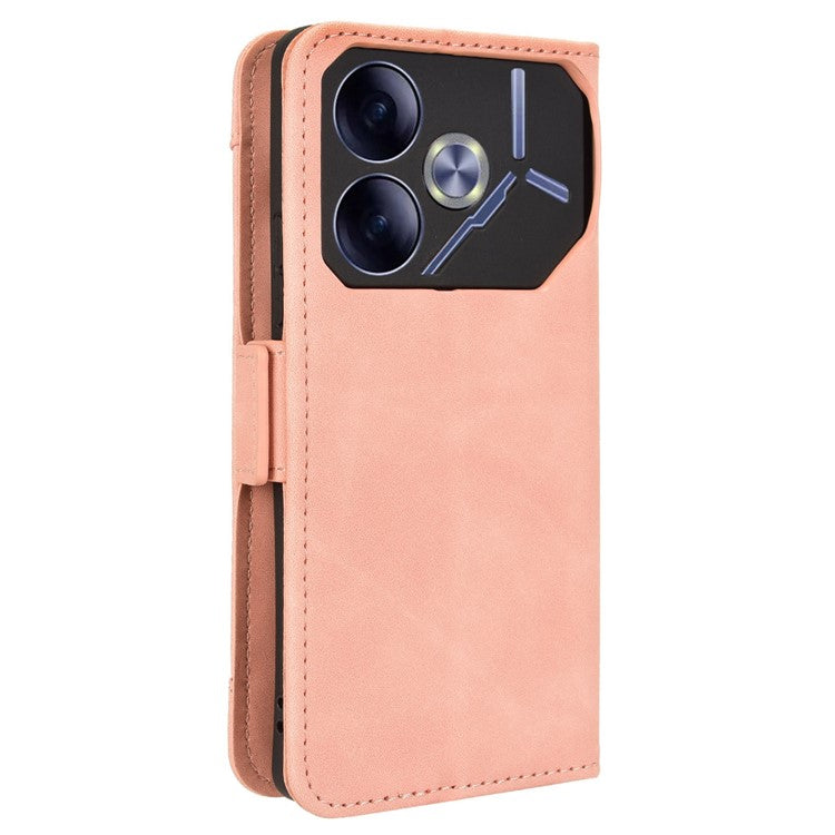 For TECNO Pova 6 4G Case Wallet Leather Phone Cover with Multiple Card Slots - Pink