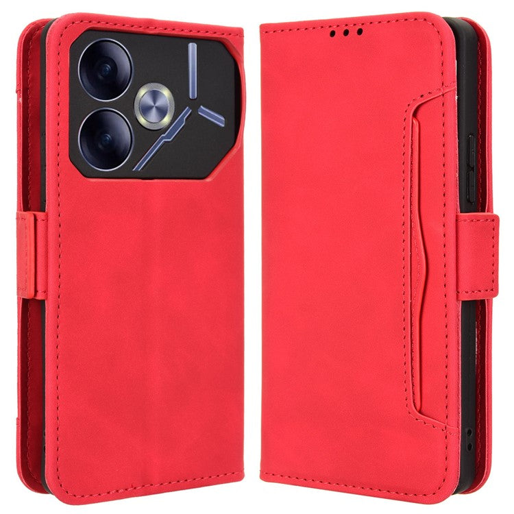 For TECNO Pova 6 4G Case Wallet Leather Phone Cover with Multiple Card Slots - Red