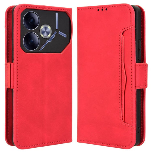 For TECNO Pova 6 4G Case Wallet Leather Phone Cover with Multiple Card Slots - Red