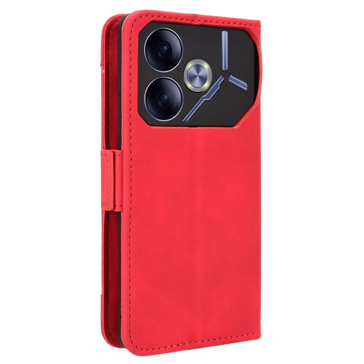 For TECNO Pova 6 4G Case Wallet Leather Phone Cover with Multiple Card Slots - Red