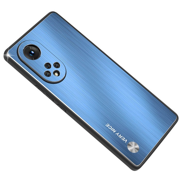TPU + Aluminium Alloy Phone Case for Honor 50 Pro, Brushed Surface Anti-fall Mobile Phone Cover - Blue
