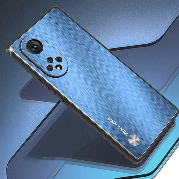 TPU + Aluminium Alloy Phone Case for Honor 50 Pro, Brushed Surface Anti-fall Mobile Phone Cover - Blue
