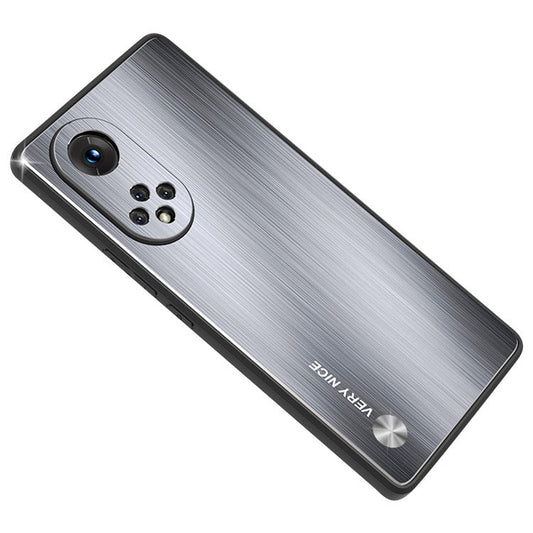 TPU + Aluminium Alloy Phone Case for Honor 50 Pro, Brushed Surface Anti-fall Mobile Phone Cover - Silver