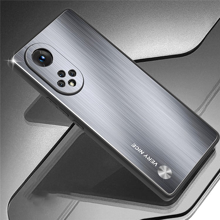 TPU + Aluminium Alloy Phone Case for Honor 50 Pro, Brushed Surface Anti-fall Mobile Phone Cover - Silver