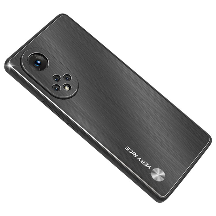 TPU + Aluminium Alloy Phone Case for Honor 50 Pro, Brushed Surface Anti-fall Mobile Phone Cover - Black