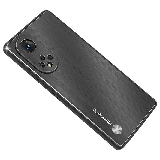 TPU + Aluminium Alloy Phone Case for Honor 50 Pro, Brushed Surface Anti-fall Mobile Phone Cover - Black