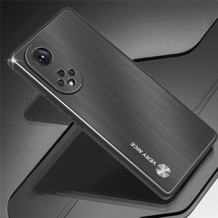 TPU + Aluminium Alloy Phone Case for Honor 50 Pro, Brushed Surface Anti-fall Mobile Phone Cover - Black