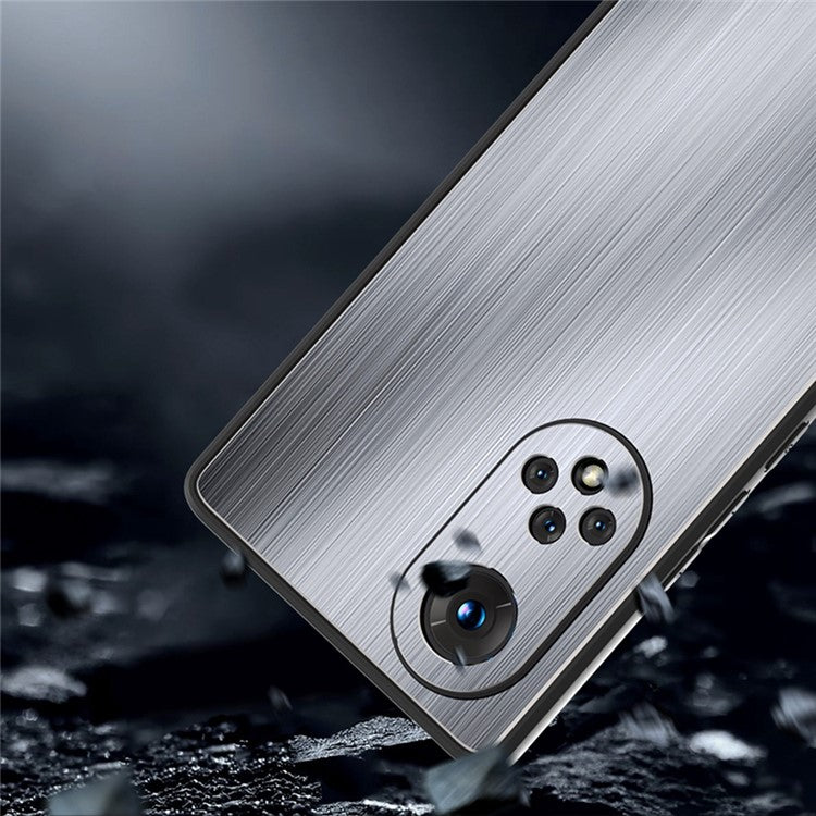 TPU + Aluminium Alloy Phone Case for Honor 50 Pro, Brushed Surface Anti-fall Mobile Phone Cover - Black