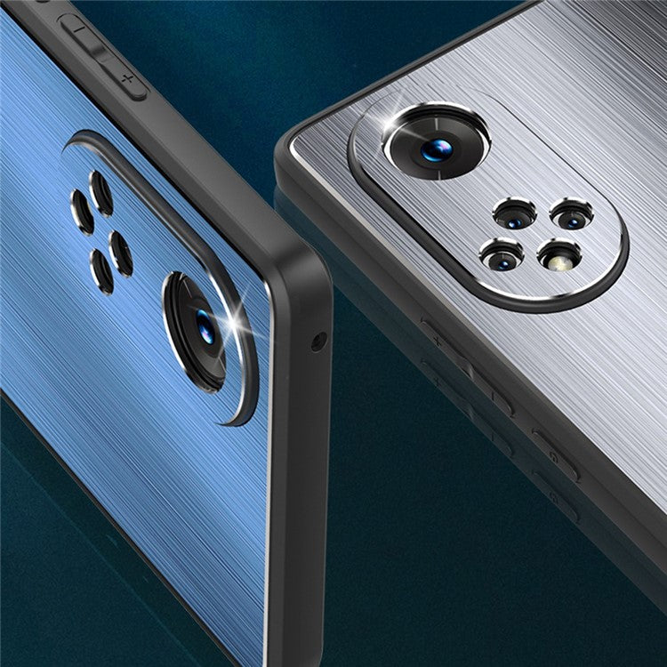TPU + Aluminium Alloy Phone Case for Honor 50 Pro, Brushed Surface Anti-fall Mobile Phone Cover - Black
