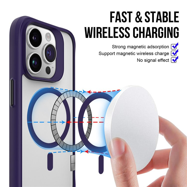 Combat X Mode Magnetic Series for iPhone 16 Pro Case Anti-Drop TPU+PC Phone Cover Compatible with MagSafe - Purple